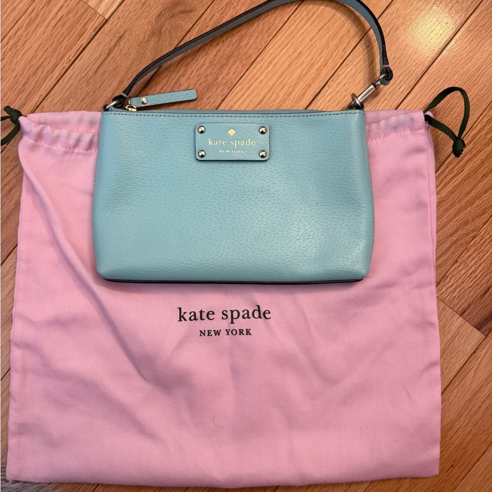 Kate Spade Light Blue Leather Wristlet/Clutch